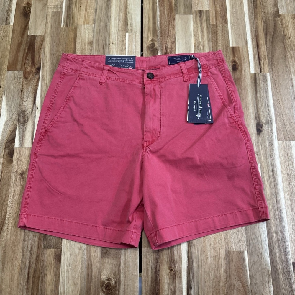Vineyard Vines Island Shorts Mens 31 Sailors Red Pink Chino 7" Inseam NWT